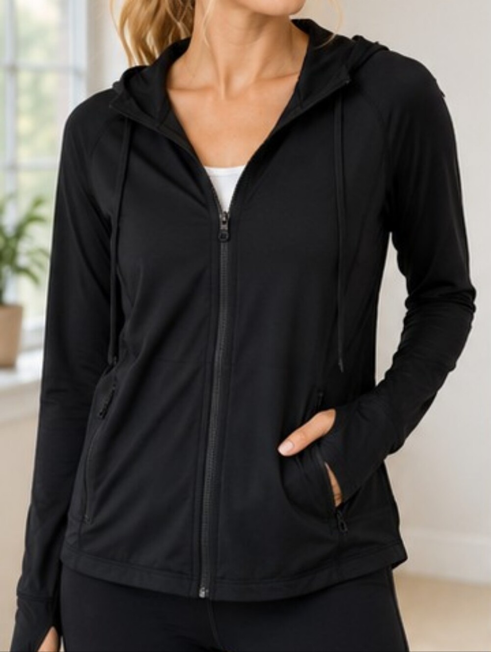Maison Misfit Active Zip Hoodie | Women's Small | Black Lightweight Performance